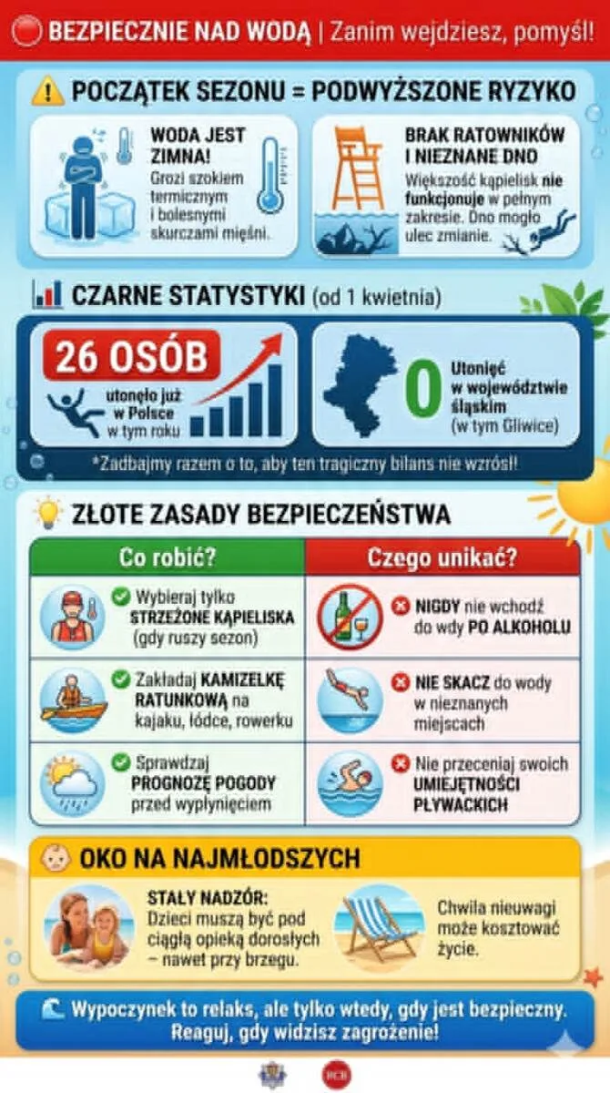 Apel o ostrożność nad wodą - 26 utonięć od 1 kwietnia