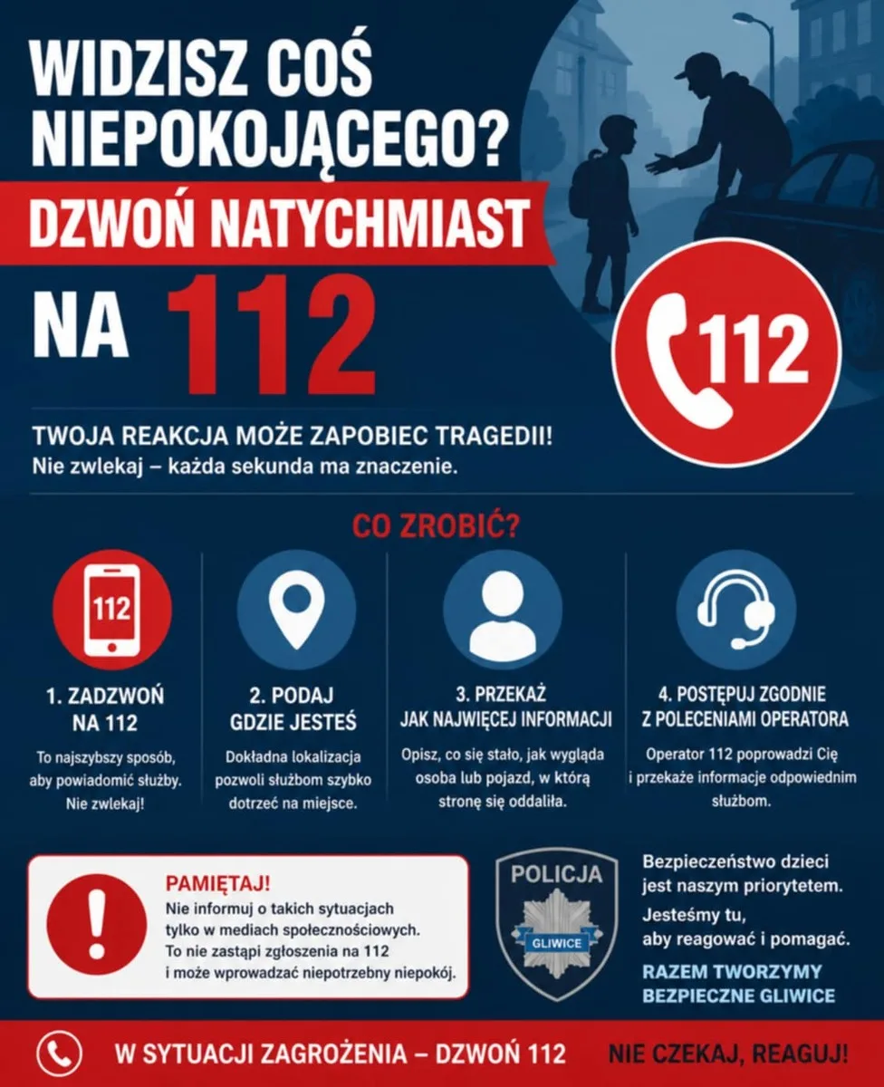 W sytuacji zagrożenia dzieci dzwoń na 112