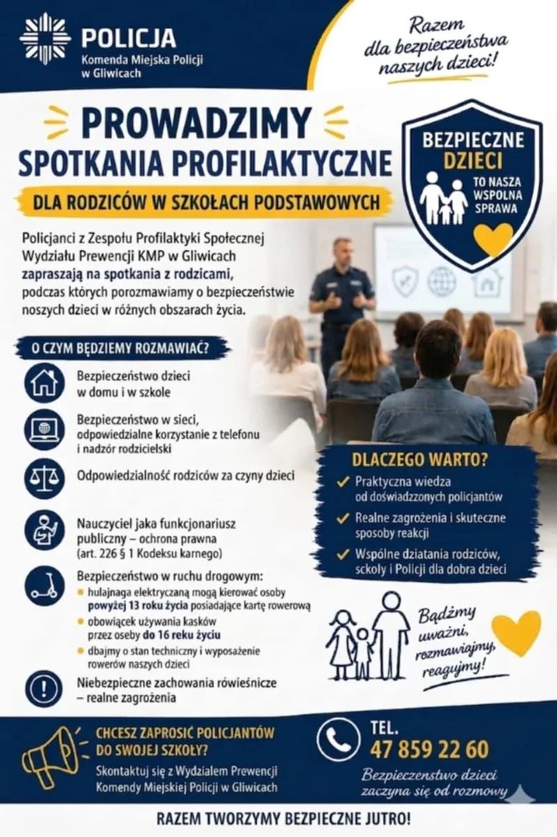Spotkania profilaktyczne o bezpieczeństwie dzieci w Gliwicach