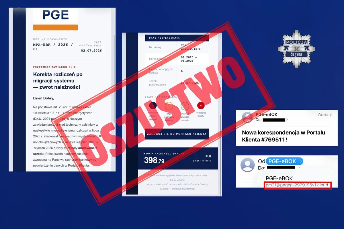 Ostrzeżenie przed oszustwami związanymi z rzekomymi zwrotami nadpłat za energię